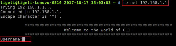 Connecting to the AP using Telnet.