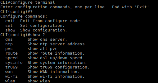 Access to configuration of the terminal