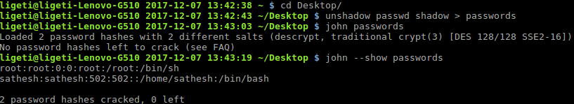Cracking the shadow file